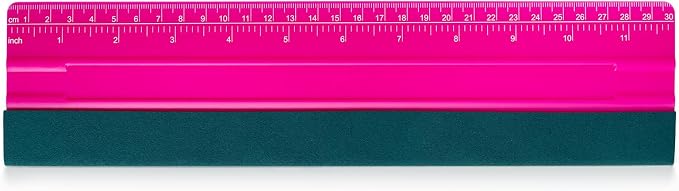 FOSHIO Professional Squeegee for Vinyl, Decals, Sticker Paper, Wallpaper, Window Film, Craft, Suede Felt Squeegee Smoothing Tool with Ruler, Pink (12 inches)