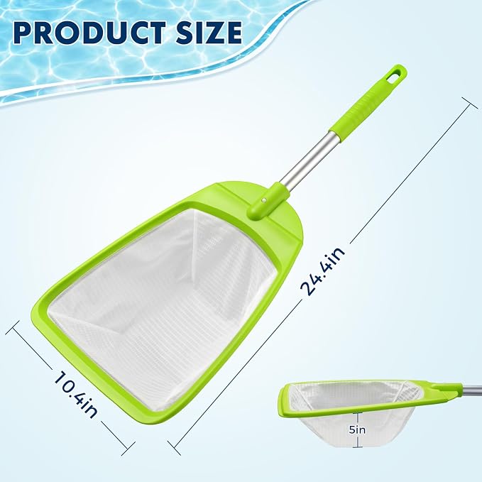 Sepetrel Pool Skimmer Net-Total Length 24 inches, Leaf Rake Nets with Aluminum Pole for Fast Cleaning Swimming Pools,Ponds, Hot Tub, and Spas, Pool Cleaner Supplies and Accessories