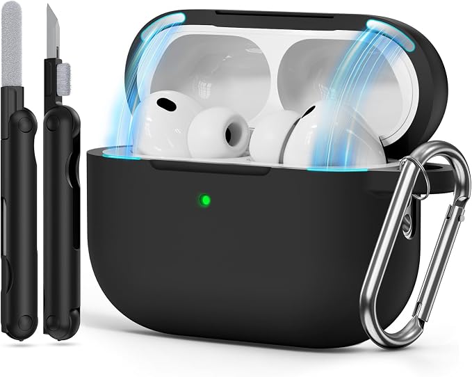 for AirPods Pro 3 Case 2025,Come with Cleaner Kit,Magnetic Black | Silicone Protective Cover for Airpod Pro 3rd Generation Case with Keychain,for Women Men,One-Piece Design,Shockproof,Magnetic