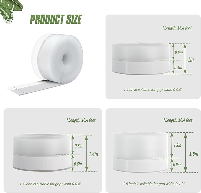 Silicone Weather Stripping Door Seal Strip, 16.4 Feet Self Adhesive Sealing Sticker Sealing Tape for Door Draft Stopper Adhesive for Doors Windows Shower Glass Gaps (Transparent, Width 25mm)