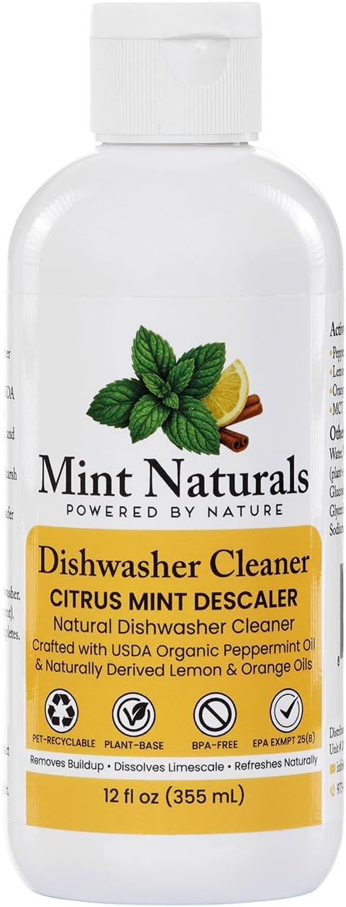 Natural Diswasher Cleaner & Deodorizer - 12oz | Made in USA with USDA Organic Peppermint Oil by Mint Naturals