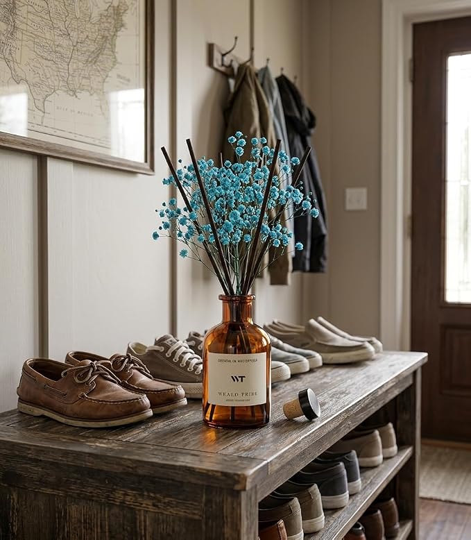 Flower Reed Diffuser Set Ocean Mist & Sea Salt Scent for Bathroom Air Fresheners | 4.0 fl oz Essential Oils with Sticks Home Fragrance Defusers | House Bedroom Office Shelf Decor & Gift
