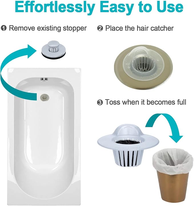Aire Allure, 25 Pack, Hair Catcher for Bathroom Sink or Bathtub, White, Small