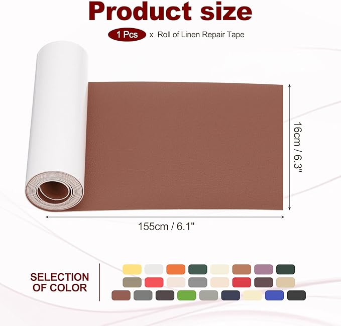 PATIKIL Leather Patches Tape for Furniture, 6.3 x 61 Inch Self Adhesive Vinyl Leather Repair Kit Cover Sheet for Couch, Sofa, Car Seats, Office Chair, Caramel Brown