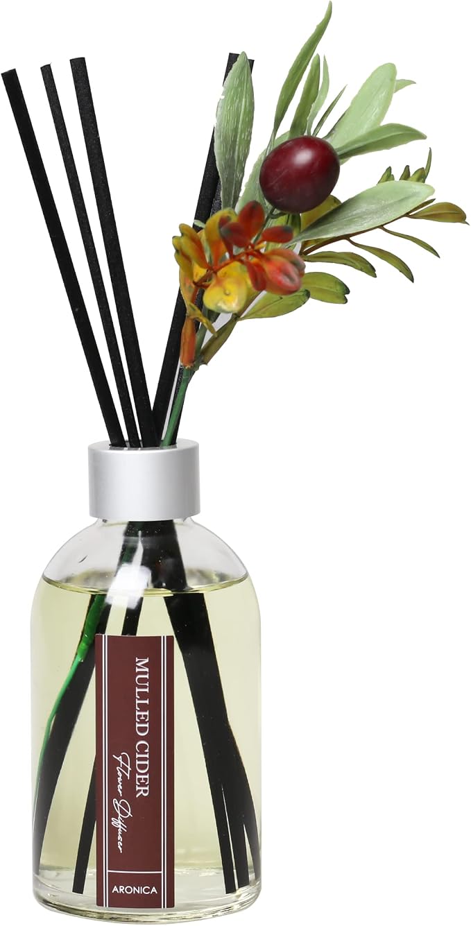 Aronica Christmas Tree Diffusir Oil Cinnamon, Mulled Spice Apple Oil with Sticks, Winter Candy Scented Reed Diffuser, Home Fragrance Decor
