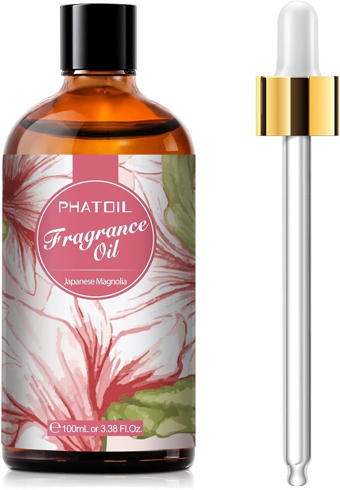 PHATOIL Japanese Magnolia Fragrance Oil for Diffuser Aromatherapy 3.38FL.OZ | Long Lasting Scented Oils For Humidifier, Air Freshener, DIY Soap Candle, Scent Project Making, Aroma Oil for Home Freshening