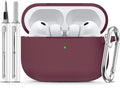 Ljusmicker for AirPods Pro 3 Case 2025 with Cleaner Kit,Wine Red | Soft Silicone Protective Cover for Apple AirPod Pro 3rd Generation Case with Keychain for Women Men,Shockproof