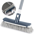 Floor Scrubber with Long Handle, 2 in 1 Scrubbing Brush Stiff Bristle Shower Cleaning Brush for Bathroom, Kitchen, Tub, Carpet, Grout, Tile(Gray)