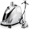 Anthter Steamer for Clothes, 1500W Powerful Standing Garment Steamer with Roll Wheels, 2.4L Water Tank for 90 Mins Continuous Steaming, 35s Fast Heat-up (Silver)