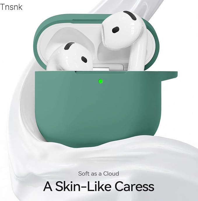 for AirPods 4 Case, TNSNK Silicone AirPod 4 Case Cover Compatible with Apple Airpods 4th Gen, Shockproof Protective Cases for Women Girly with Cleaner Kit and Keychain, Front LED Visible