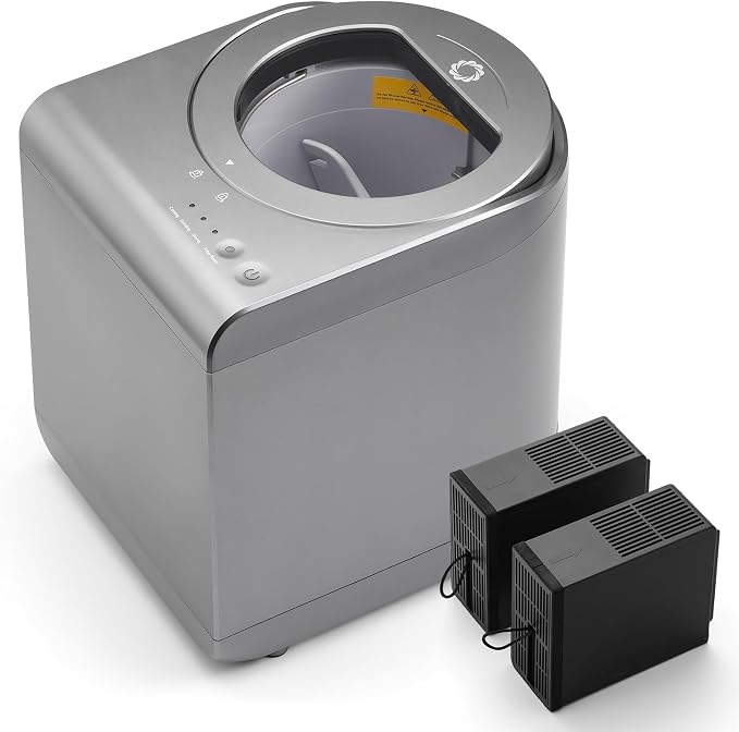 Airthereal R500-V Electric Composter, Visual Glass Cover, 2.5L, Gray | Visual Glass Cover, Upgraded SHARKSDEN Tri-blade, 90% Reduction in Waste Volume