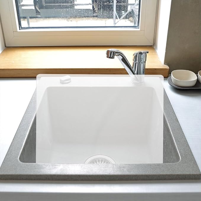 BESPORTBLE Kitchen Sink Splash Guard Acrylic Water Baffle for Bathroom and Kitchen Sink Splash Guard with Adhesive Tapes 13.77 X 8.26 X 1.96 in