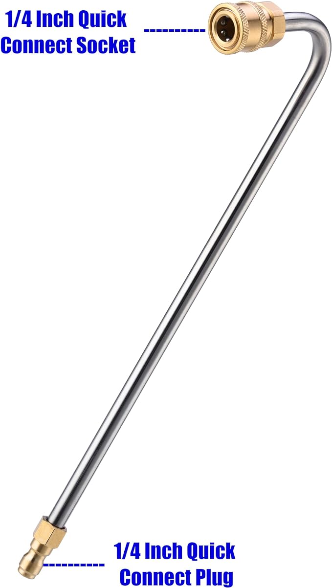 M MINGLE 13 Inch Pressure Washer Gutter Cleaner Attachment | Angled Extension Wand for Gutter Cleaning & Hard-to-Reach Areas Rinsing, 5 Nozzle Tips, 1/4 Inch Quick Connect