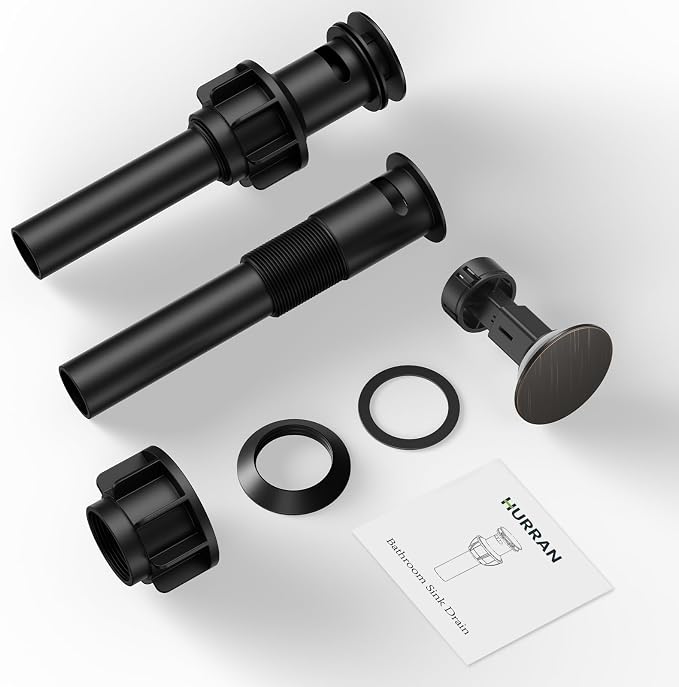Bathroom Sink Drain with Overflow with Hair Catcher Anti-Clog Sink Strainer | Hurran Bathroom Sink Stopper for 1.75" Hole, Plastic Pop-up Drain for Bathroom Vanity Vessel Sink, Oil Rubbed Bronze, 2 Pack