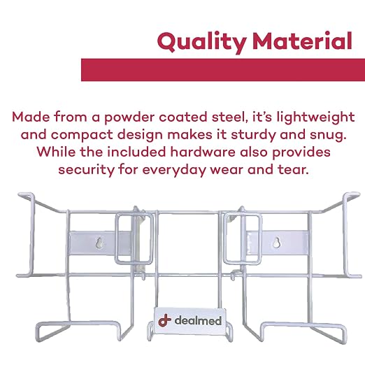 Dealmed Triple Wall Mount Glove Box Holder - Horizontal Steel Dispenser | 3-Unit Capacity, Powder Coated Wire, Fits Standard Exam Sizes, Open Visibility Design, Countertop Or Surface Use