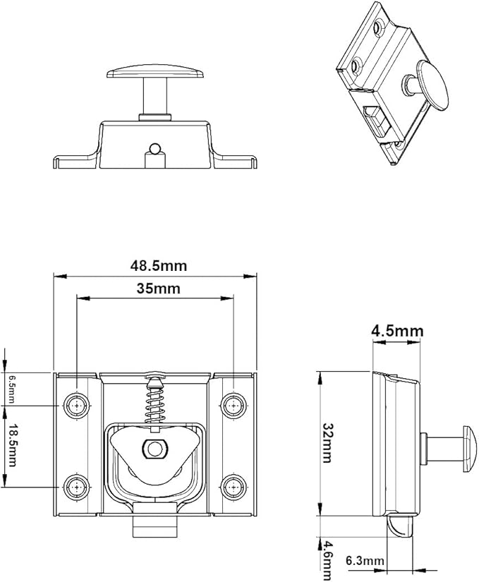 QCAA Oval Turn Cabinet Latch, for Cupboard & Other Furniture, Small, Matte Black, 8 Pack