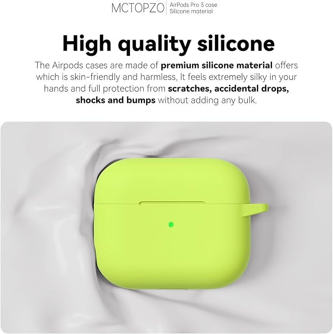 for AirPods Pro 3 Case 2025,Come with Cleaner Kit,Fluorescent Green | Silicone Protective Cover for Airpod Pro 3rd Generation Case with Keychain,for Women Men,One-Piece Design,Shockproof