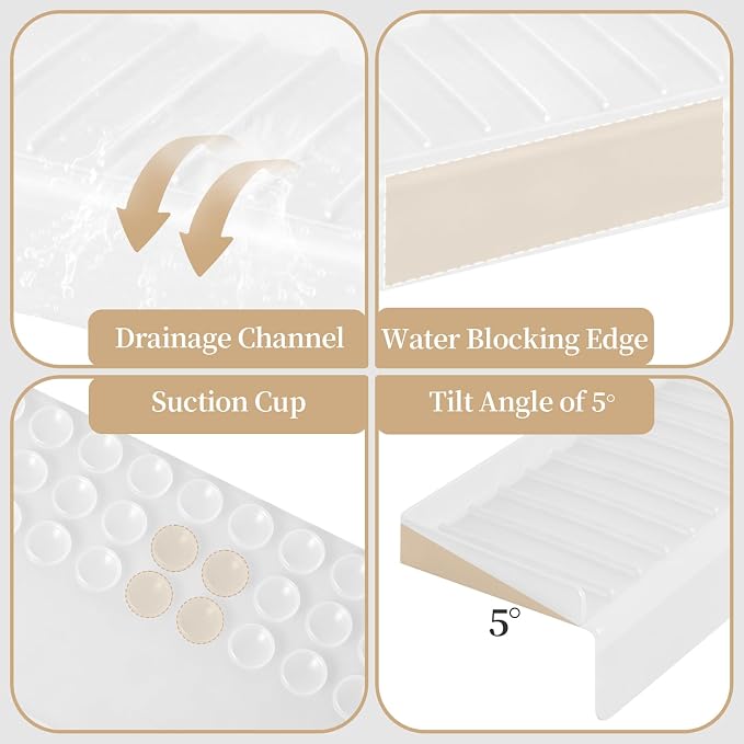 Sink Edge Protector with Suction Cup, 14" 20" 24" 30", Silicone Sink Splash Guard for Kitchen & Bathroom, Protect Countertop from Scratches, Stains, for Stainless Steel Granite Quartz