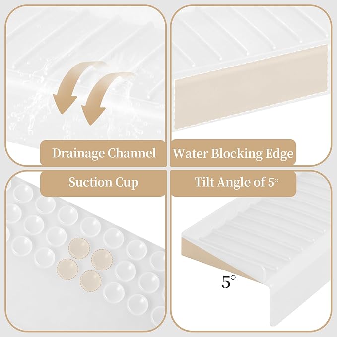 Sink Edge Protector with Suction Cup, 30" x 4", Silicone Sink Splash Guard for Kitchen & Bathroom, Protect Countertop from Scratches, Stains, for Stainless Steel Granite Quartz