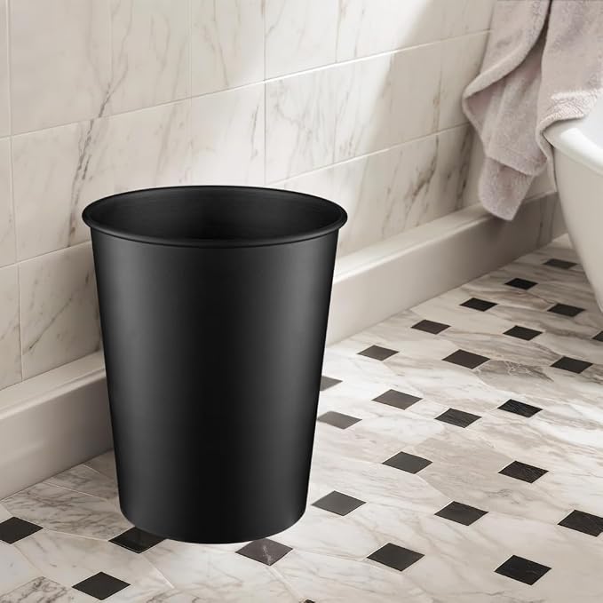 Monarch Abode Metal Bathroom Trash Can – Waste Basket for Bedroom, Office Desk, & Dorm, Handcrafted, Durable Decorative Black Small Trash Can Bathroom Garbage Bin Wastebasket