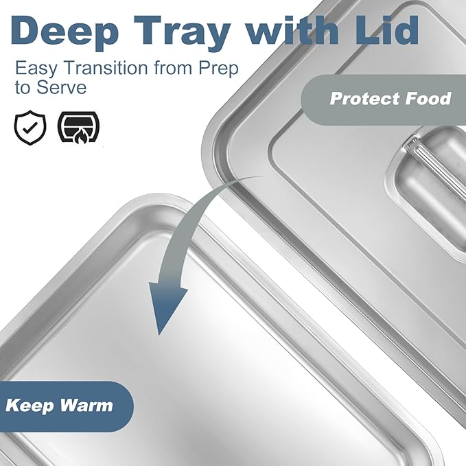 Grilling Prep and Serve Trays,Stainless Steel Large Capacity Food Prep Trays with Lid, Cutting Board Cooling Rack Food Tongs and Cleaning Brush,BBQ Accessories Gift
