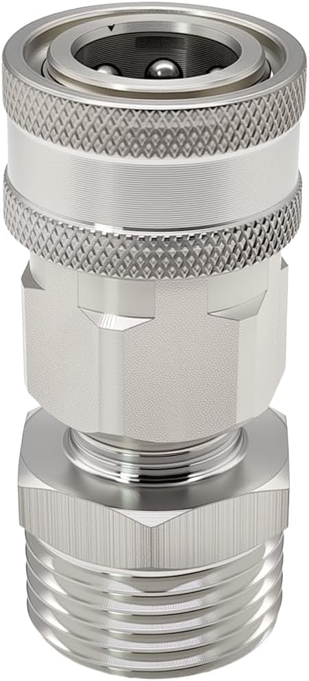 beduan Stainless Steel 3/4 Garden Hose Male Threaded to 3/8 Pressure Washer Adapter Convert Hose to Power Washer Quick Connector Socket Coupler(3/8 QC)