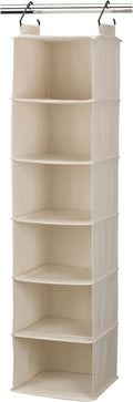 Household Essentials Cedarline 6‑Shelf Hanging Closet Organizer in Heavy‑Duty Cotton Canvas, Cream