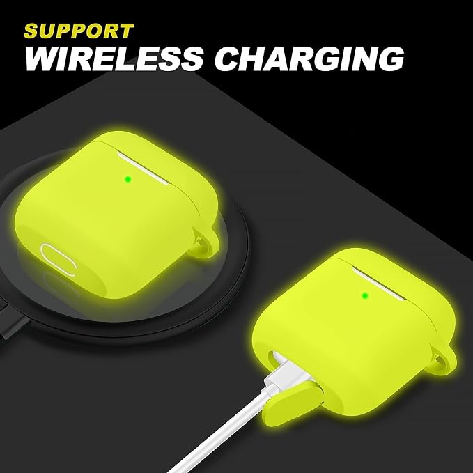 for AirPods Case Cover, Come with Cleaner Kit, Soft Silicone Protective Cover with Buckle, Compatible with AirPods 2nd 1st Generation Charging Case, Front LED Visible, Bright Yellow