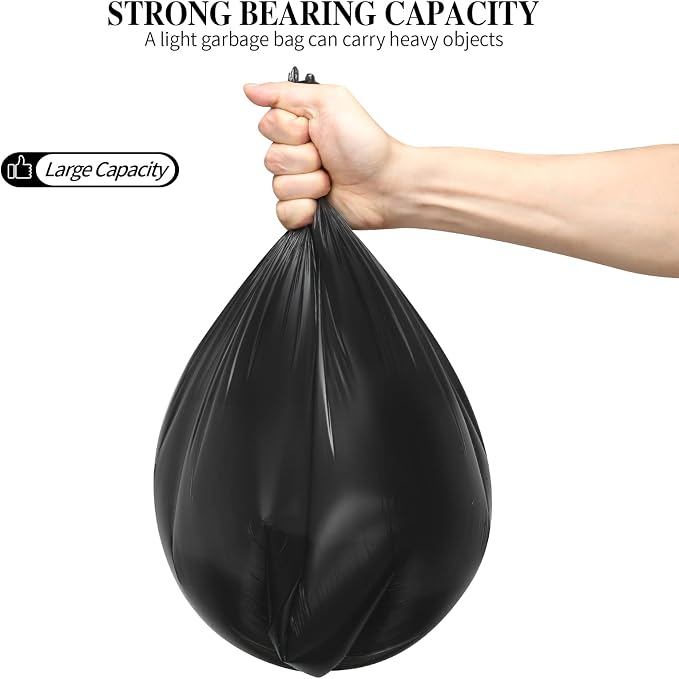 5 Rolls Small Trash Garbage Bags, 4 Gallon 100 Counts (Black) | Strong Thin Material Disposable Kitchen Garbage Bags, Durable Plastic Trash Bags for Office Home Bedroom Garden Waste Bin