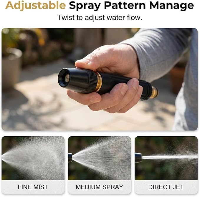 Heavy Duty High Pressure Hose Nozzle, 2026 Upgrade Adjustable Booster Home High Pressure Car Wash Water Gun with Booster Nozzle, Pressure Washer Hose Attachment for Plant Watering Lawn Car (B*2)