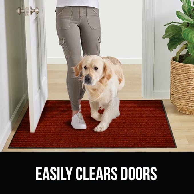 GORILLA GRIP Traffic Guard Door Mat, 2 Pack, Heavy Duty Waterproof Doormat, Commercial Office Space Welcome Mats, Stain and Fade Resistant, Low Profile, Strong Rubber Backing, 29x17, Red