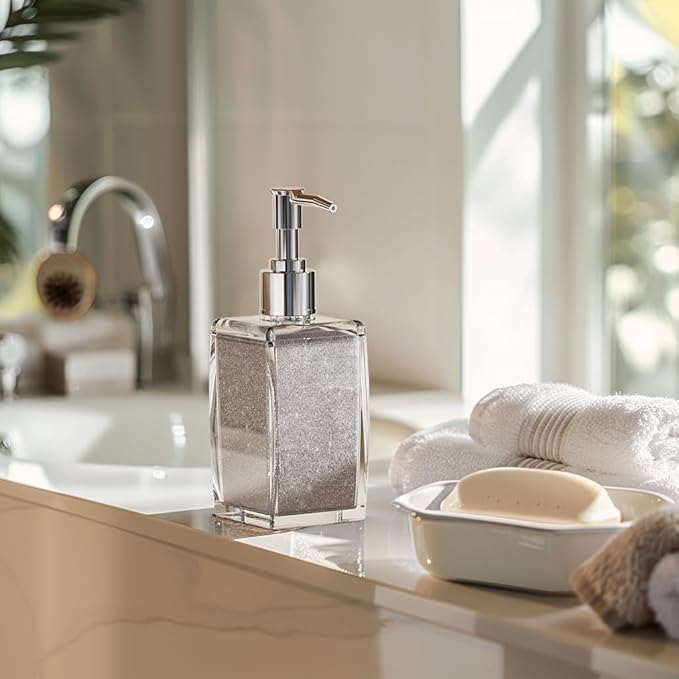 Black Soap Dispenser with Refillable Plastic Pump for Bathroom Sink or Kitchen Counter, Ideal for Hand Soap, Liquid Soap, Dish Soap, or Lotion Use