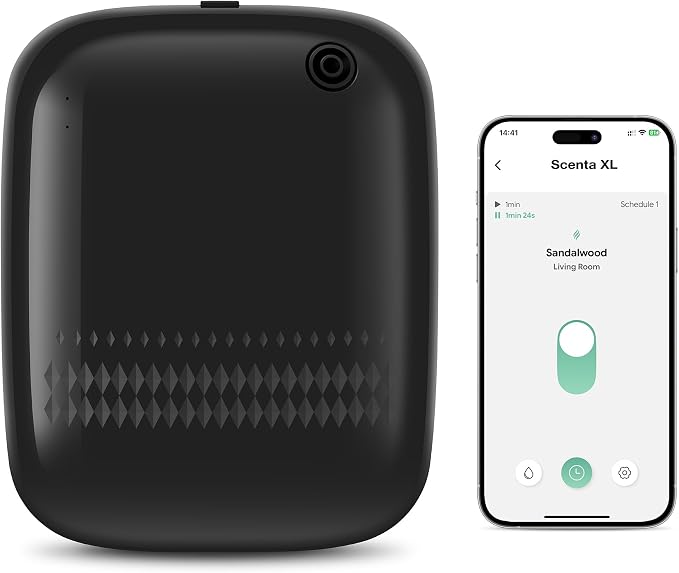 Airversa ANW Smart Waterless Essential Oil Diffuser for Large Room, Black | Up to 2000 sq ft, App Control, Cold Air, 400mL, DC-12V/1A Plug in Wall, Smart Scent Air Machine, for Home & Commercial Spaces
