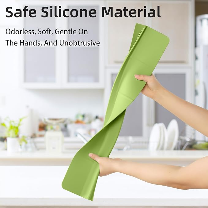 23" Ultra Silicone Sink Splash Guard Released in 2025/Dec for Kitchen Sink,Bathroom and Island,with 3.5" High Splash Guard & 7 Strong Suction Cup (Matcha Green)