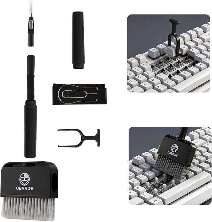 Keyboard Cleaner & Laptop Cleaning Kit - 9-in-1 Electronics Cleaning Brush Set with Keycap Puller, Screen Cleaner, Earbud Cleaner Pen for Computer, PC Monitor, MacBook, Phone, Airpods (Black)
