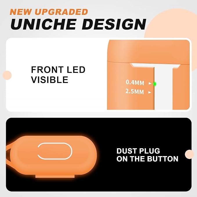 for AirPods Case Cover, Come with Cleaner Kit, Soft Silicone Protective Cover with Buckle, Compatible with Apple AirPods 2nd 1st Generation Charging Case, Front LED Visible, Luminous Orange