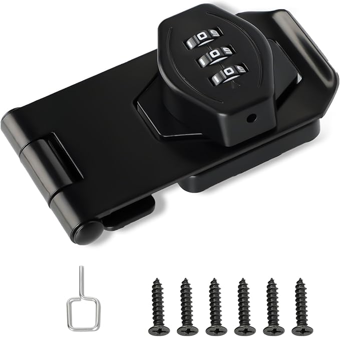 Password Rotary Hasp Locks, Digit Combination Lock Door Security Slide Latch Door Lock for Drawers, File Cabinets, Cabinets, Interior Doors, Barns, Garage Doors, Fence (3 Inch)