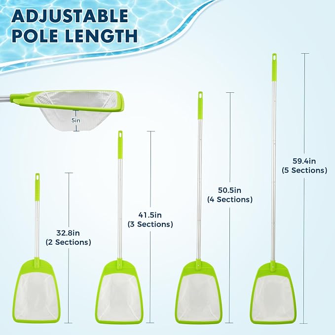 Sepetrel Pool Skimmer Net-Total Length 59 inches, Leaf Rake Nets with Aluminum Pole for Fast Cleaning Swimming Pools,Ponds, Hot Tub, and Spas, Pool Cleaner Supplies and Accessories