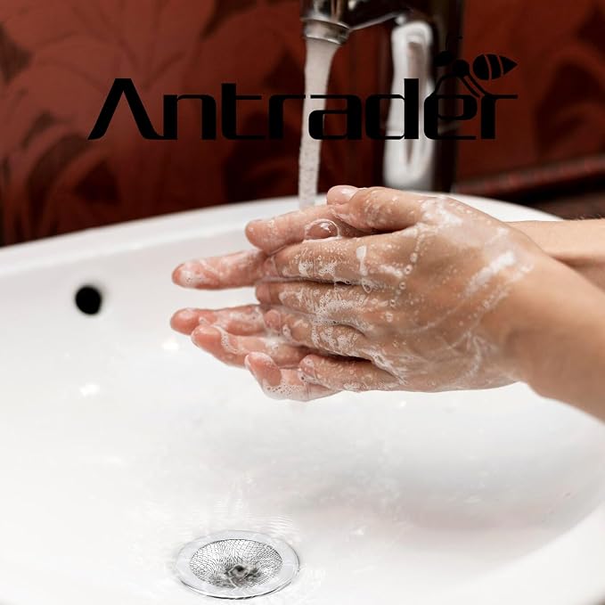Antrader Kitchen Sink Strainer, 2Pcs Stainless Steel 2-Inch Diameter Mesh Round Filter Bathroom Bathtub Wash Basin Garbage Disposal Basket Filter