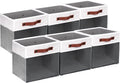 HNZIGE 11x11 Cube Storage Bins for Cube Organizer, Clear Fabric Storage Cubes for Storage Shelves, Collapsible Decorative Storage Bins for Clothes Closet Toys Cubby Storage Bin(White Gray 6 PCS