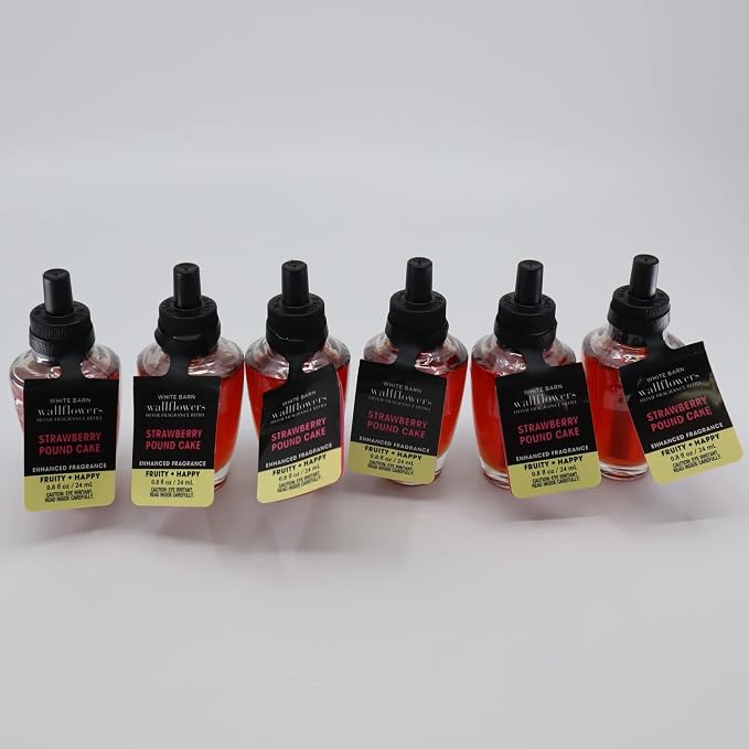 Bath and Body Works 6 Pack Strawberry Pound Cake Wallflowers Fragrance Refill 0.8 Oz.