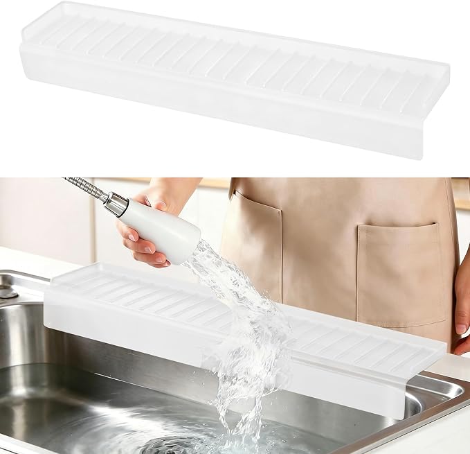 Sink Edge Protector with Suction Cup, 30" x 4", Silicone Sink Splash Guard for Kitchen & Bathroom, Protect Countertop from Scratches, Stains, for Stainless Steel Granite Quartz