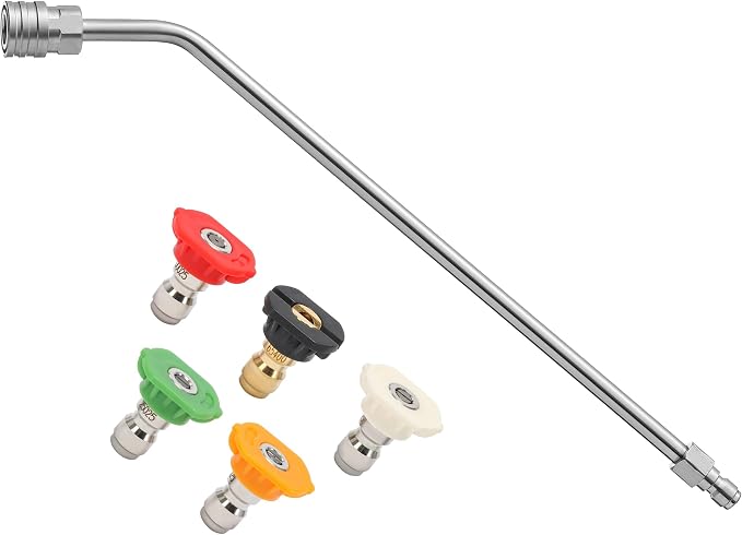 RIDGE WASHER Pressure Washer Extension Wand, 15 Inch, 45 Degree Curved | Attachment Lance for Undercarriage and Gutter Rod, 1/4 Quick Connect