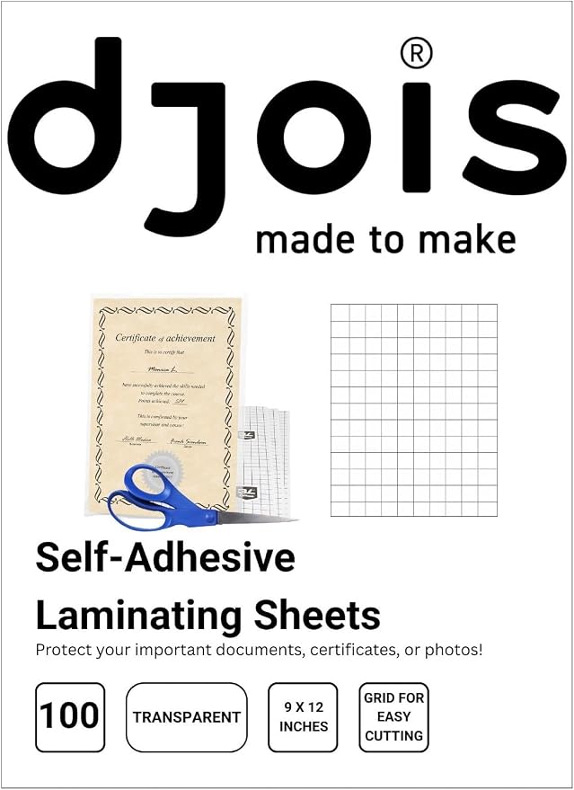 Tarifold Self-Adhesive Laminating Sheets, 9 x 12 inches, 100 Count | 100 self-laminating sheets, 9 x 12 inches, no machine required, clear protective finish, protects documents and photos