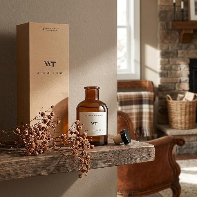 Reed Diffuser Set for Bathroom Air Fresheners, Oil Diffuser Sticks | Vanilla Whiskey Scent 4.0 fl oz Home Fragrance with Sticks Defusers | House Bedroom Office Shelf Decor