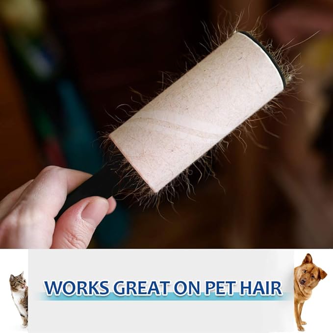 Lint Rollers for Pet Hair Extra Sticky, Dog Cat Pet Hair Remover Couch Lint Roller Travel Size Lint Remover for Clothes, 2 Reusable Handles+8 Lint Roller Refills Pack, 512 Sheets Total