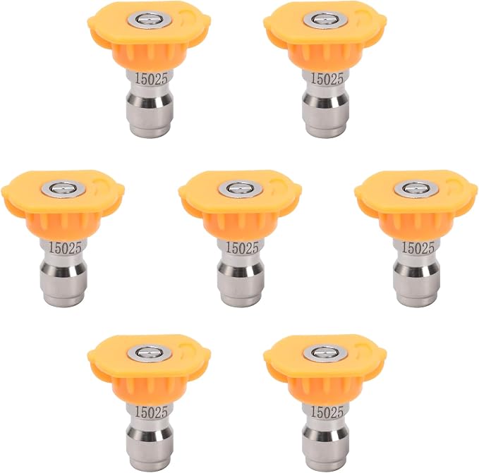 Pressure Washer Tips, 7 Pack Power Washer Nozzle Tips, 15 Degree Yellow, 1/4 Inch Quick Connect, 4000 PSI