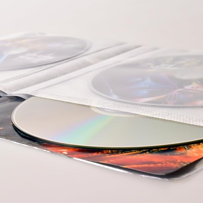 Tarifold Quadruple DVD Storage Sleeves with Felt, Holds 4 Discs, 10 Pack | Holds 4 DVDs, cover art and booklet, protective felt inserts, durable polypropylene, scratch resistant, 10 pack