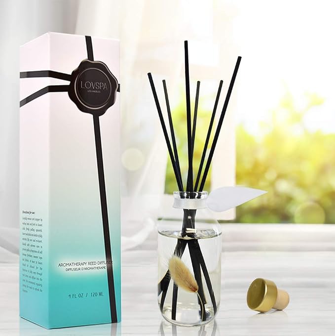Reed Diffuser Set - Clean Cotton Blossom Scented Diffuser with Sticks | Fresh Laundry Home Fragrance Reed Diffuser for Bedroom, Bathroom Shelf Décor, with Real Botanicals in the Bottle