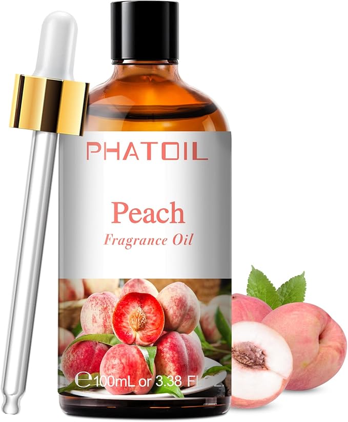 PHATOIL Peach Fragrance Oil for Diffuser Aromatherapy 3.38FL.OZ | Long Lasting Scented Oils For Humidifier, Air Freshener, DIY Soap Candle, Scent Project Making, Aroma Oil for Home Freshening